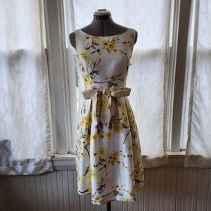 Jessica Howard White Dress with Yellow Floral Print